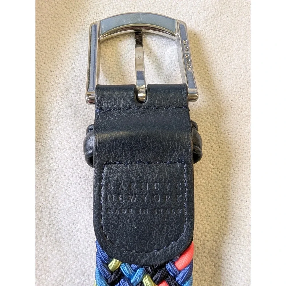 NEW! Barneys New York Mens Multi Color Woven Stretch Belt SZ 36